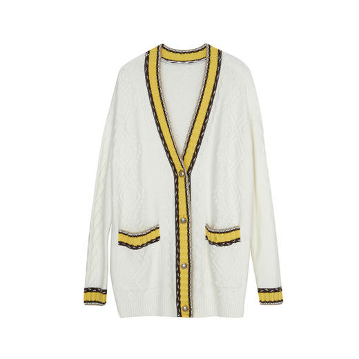 谜底针织开衫女2023冬季新款学院风提花百搭中长款毛衫234MZ1870 商品图4