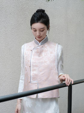 盛唐牡丹 |花锦缎喜鹊缠枝纹马甲/正反两穿