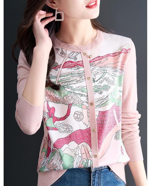 针织衫女长袖春季2023新款粉色洋气毛衣春秋韩版宽松女人味上衣 商品图3