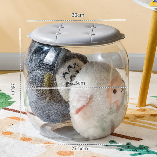 【透明可视！玩具收纳凳】多功能儿童玩具公仔收纳，透明换鞋凳家用客厅储物娃娃收纳桶，透明桶身 一目了然 好习惯从小培养 让宝宝爱上收纳 商品图8