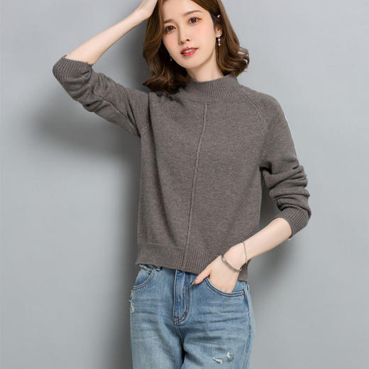 小个子短款毛衣，女士宽松秋冬季宽松休闲上衣洋气半高领针织打底衫CC-23210 商品图1
