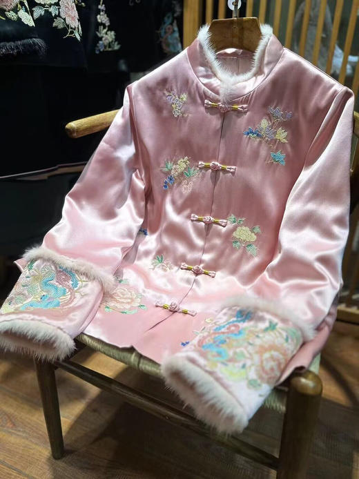 KDS醋酸棉衣中式国风夹棉外套女装盘扣复古棉袄棉服 商品图0