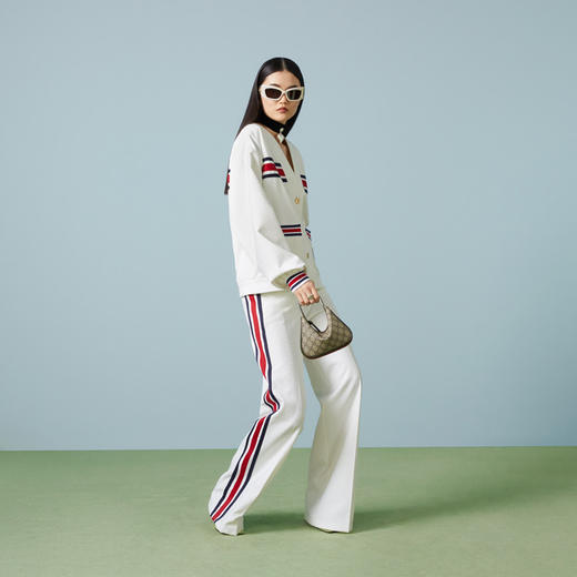 GUCCI 古驰 女士饰织带平纹针织开衫 白色 747072 XJFU1 9692 商品图3