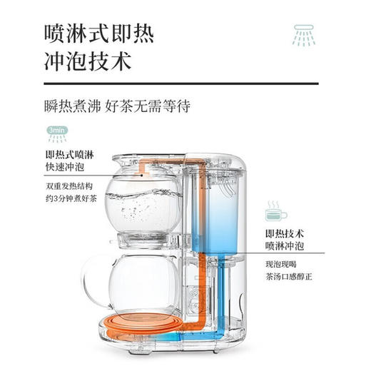 鸣盏养生壶泡茶机电水壶热水壶烧水壶电热水壶茶壶迷你玻璃花茶壶速热台式茶饮机MZ-1151 HF 商品图6