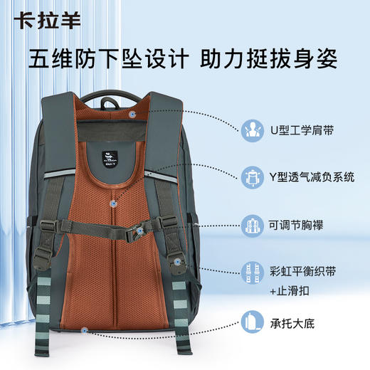 卡拉羊中学生24L大容量减负云朵背包防泼水双肩包向云端CX5191 商品图2