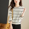 条纹针织衫女长袖春季2023新款洋气毛衣春秋打底衫宽松女人味上衣 商品缩略图3