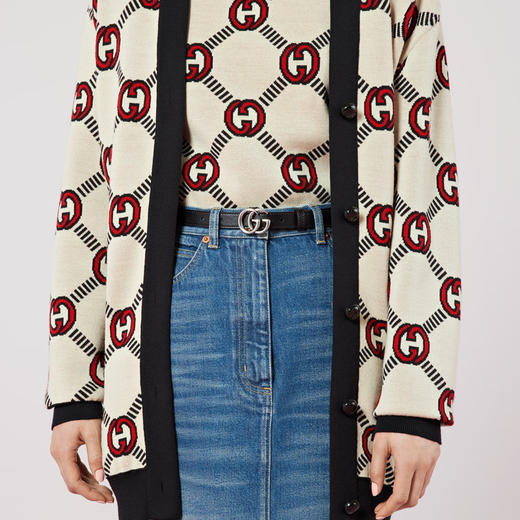 GUCCI 古驰 女士 GG MARMONT 带扣腰带 黑色 409417 0YA0P 1000 商品图2