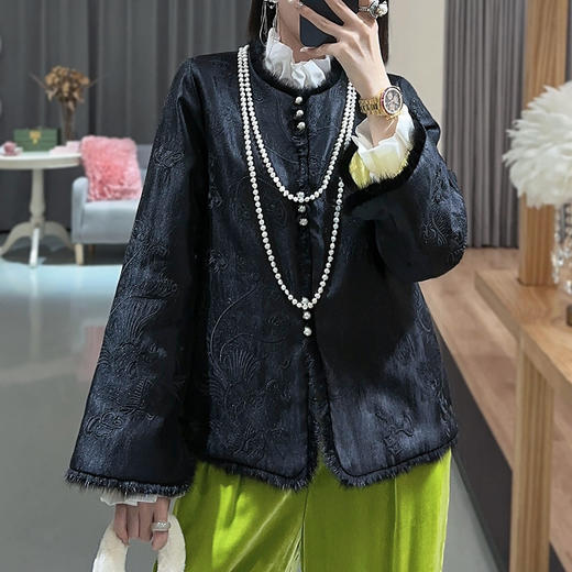 KDS-2335夹棉棉衣冬款新中式刺绣加厚棉服外套 商品图2