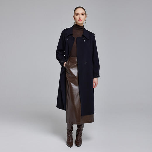 NH917斯尔丽23冬季新款风衣感经典中长款帅气通勤双面呢大衣 商品图3