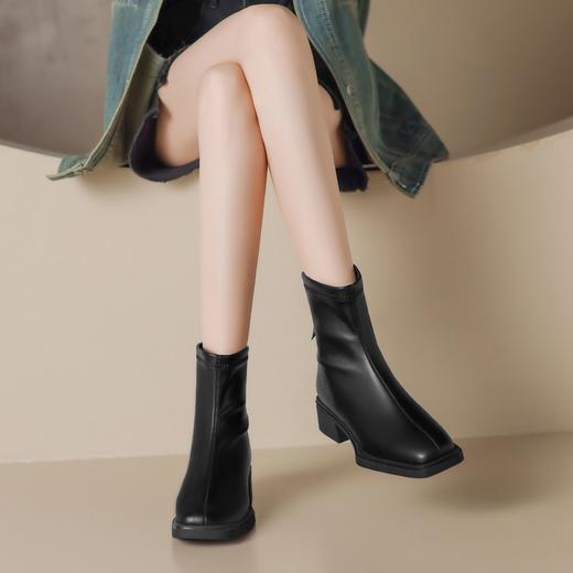 ZHR简约风气质瘦瘦短靴女2023冬季新款柔软加绒保暖女靴时尚百搭 商品图2