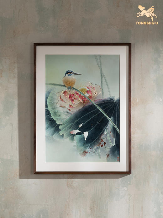 铜师傅 手工錾刻 铜雕画《翠鸟荷花》客厅玄关沙发背景墙装饰画 商品图2