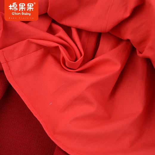 棉果果春季新品中国红雪尼尔女童连衣裙M522700423653 商品图5