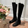 余潇潇  秋冬绒料拼接高密度针织长筒粗跟百搭时尚靴高筒靴 商品缩略图0