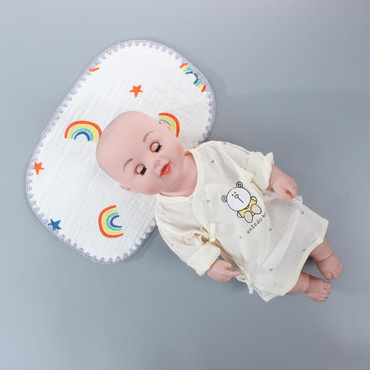 【呵护宝宝！洁净亲肤】新生婴儿纱布云片枕宝宝枕巾防吐奶垫，比10层加厚平枕枕头婴儿用品，舒适细腻  柔软透气 牢固耐用 温柔呵护无微不至 商品图1
