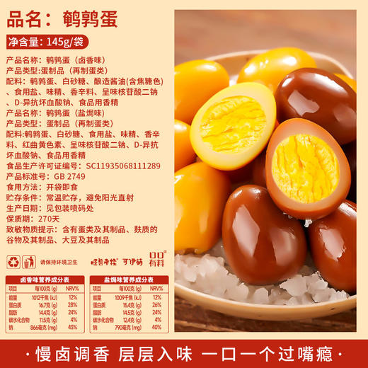 【买一送一！鹌鹑蛋卤蛋】​外焦里嫩，香气四溢。咸香入味，嚼劲十足，小包装盐焗卤味铁蛋网红即食解馋宵夜零食小吃休闲食品健康 商品图2