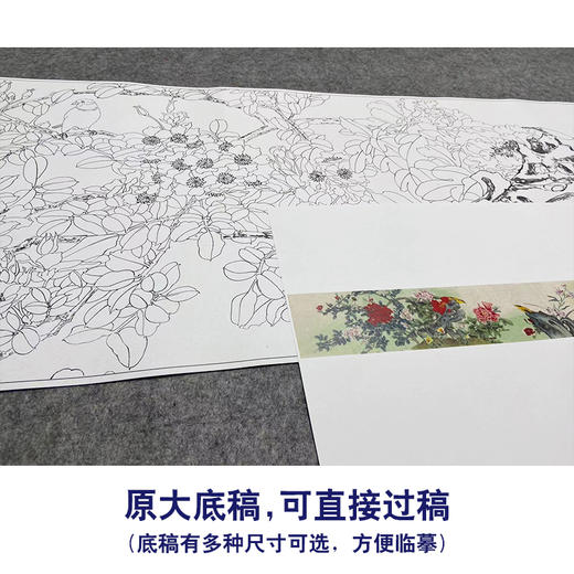 【大彩图】横幅工笔画白描底稿《黄鹂》初学者临摹花鸟线稿HN04 商品图1