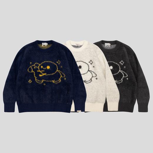 GOODBAI GOODEES提花玩具木马图案圆领oversize毛衣 商品图1