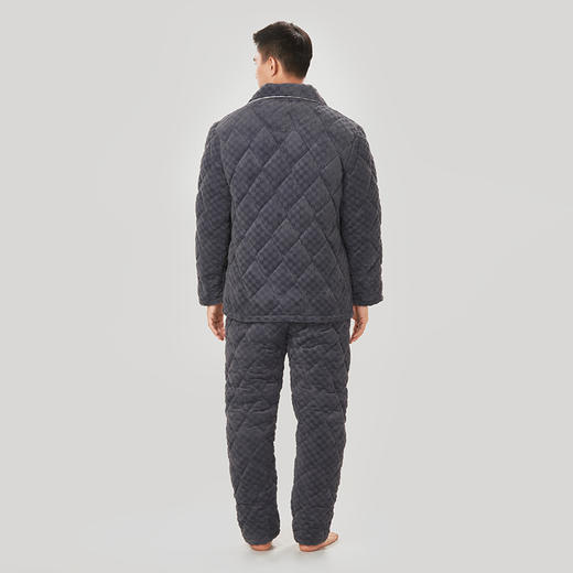 都市丽人都市锋尚生活家居男士睡衣晶粒绒烂花夹棉加加厚款长袖长裤类家居服套装FH31J9 商品图3