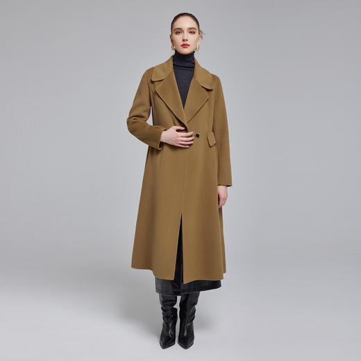 NH923斯尔丽23冬季新款双面呢外套女简约气质收腰A摆中长款大衣 商品图3