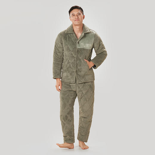 都市丽人都市锋尚生活家居男士睡衣晶粒绒夹棉加厚款长袖长裤类家居服套装FH31H9 商品图1
