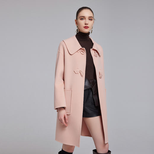 NH915斯尔丽23冬装新款气质时尚翻领装饰扣高级感显高双面呢大衣 商品图2