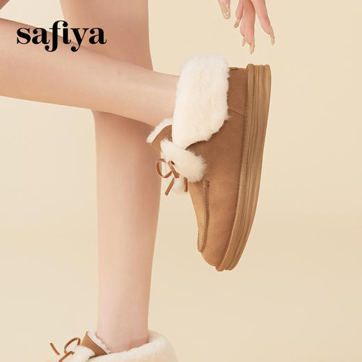 Safiya/索菲娅2023冬季网红蝴蝶结加绒加厚保暖甜美毛毛短靴雪地靴 SF3411A094 商品图4
