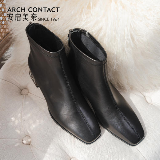 ARCHCONTACT安启美奈方头中跟水砖女靴52869 商品图3