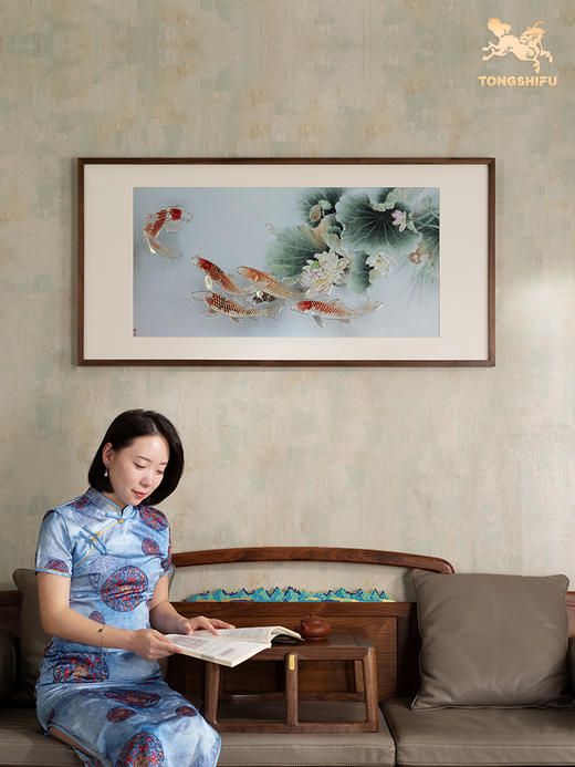 铜师傅 手工錾刻 铜雕画《锦鲤欢荷》客厅玄关沙发背景墙装饰画 商品图4