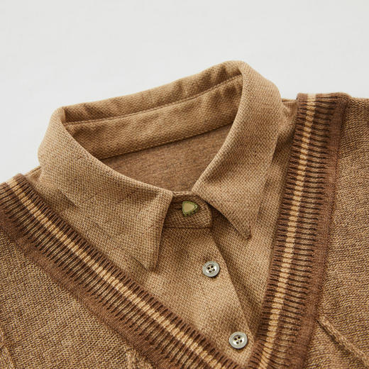 谜底毛织拼接连衣裙长袖2023冬季新款学院风H型直筒裙女234ML1562 商品图3