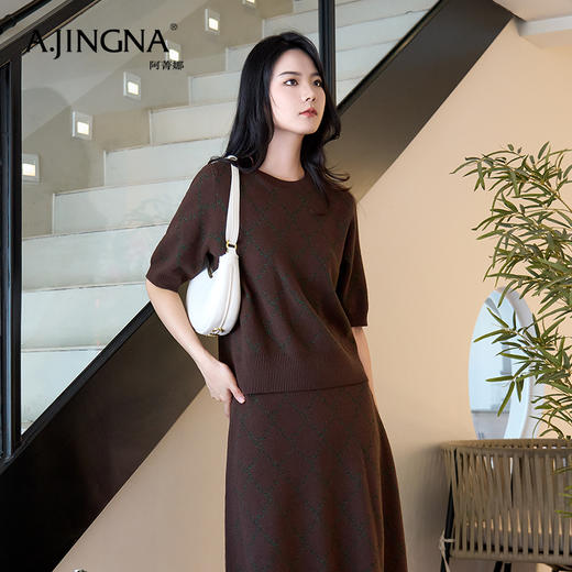 【积分兑换】阿菁娜H型圆领短袖针织衫上衣A28D301020 商品图1