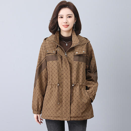 时尚保暖，花色拼接连帽加绒棉衣中长款派克服外套HR-YIZX8598 商品图2