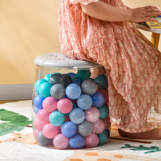 【透明可视！玩具收纳凳】多功能儿童玩具公仔收纳，透明换鞋凳家用客厅储物娃娃收纳桶，透明桶身 一目了然 好习惯从小培养 让宝宝爱上收纳 商品图2