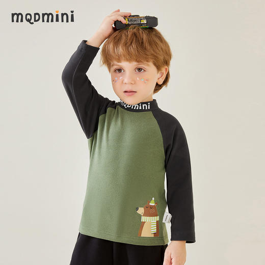 【双面磨毛】【MQDmini】【80-130】男童半高领打底衫冬日暖绒中小童保暖上衣 商品图8