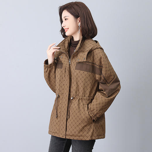 时尚保暖，花色拼接连帽加绒棉衣中长款派克服外套HR-YIZX8598 商品图6