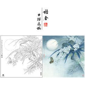 【大彩图】李晓明工笔画白描底稿斗方小品《幽兰玉凤蝶》玉兰花临摹勾线花鸟线稿K118