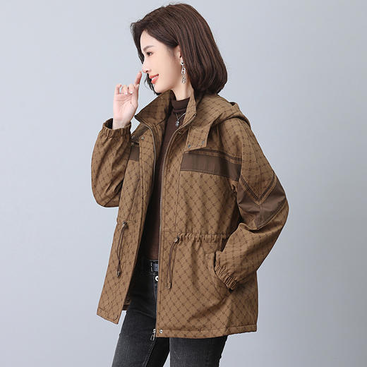 时尚保暖，花色拼接连帽加绒棉衣中长款派克服外套HR-YIZX8598 商品图5