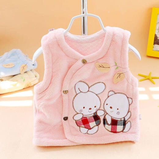 【卡通不勒脖子❗️珊瑚绒马甲】宝宝秋冬保暖背心马夹婴儿珊瑚绒马甲新生儿马甲宝宝冬季加棉小背心坎肩 商品图0