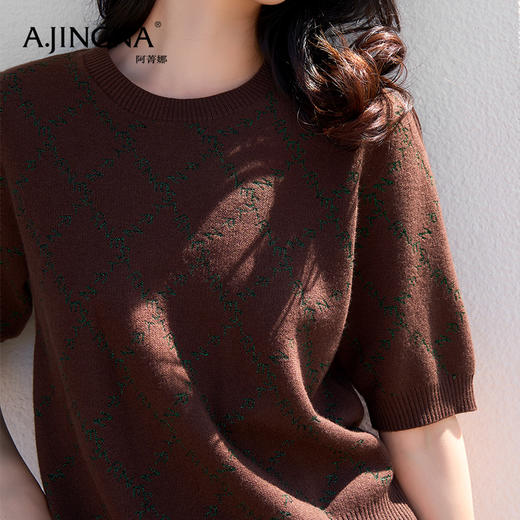 【积分兑换】阿菁娜H型圆领短袖针织衫上衣A28D301020 商品图4