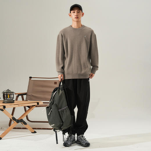 西遇保暖宽松圆领毛衫早春新款打底线衫简约休闲套头百搭卫衣12332353 商品图1