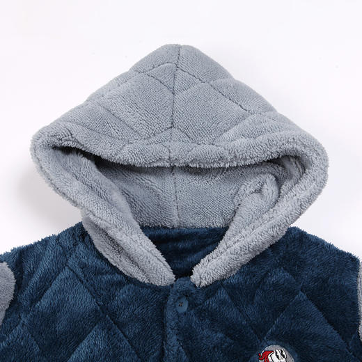 都市丽人都市锋尚舒适外出男士睡衣长毛绒夹棉加厚款长袖长裤类家居服套装FH31K3 商品图4