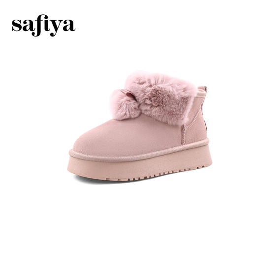 Safiya/索菲娅2023冬季御寒可爱毛球蝴蝶结加绒增高雪地靴 SF3411A401 商品图8