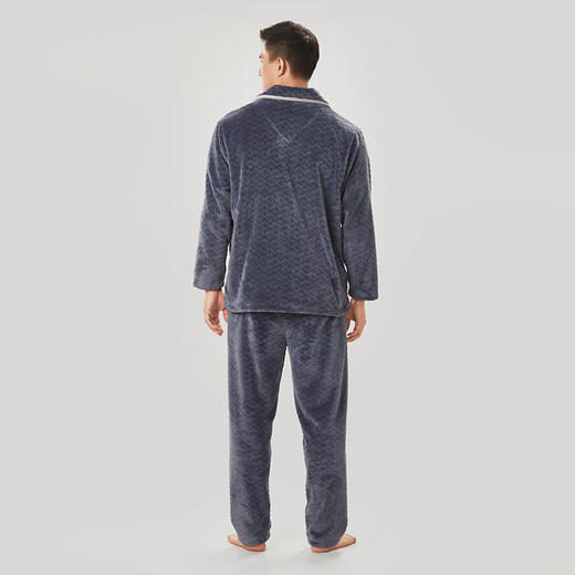 都市丽人都市锋尚生活家居男士睡衣法兰绒烂花法兰绒厚款长袖长裤类家居服套装FH31J3 商品图3