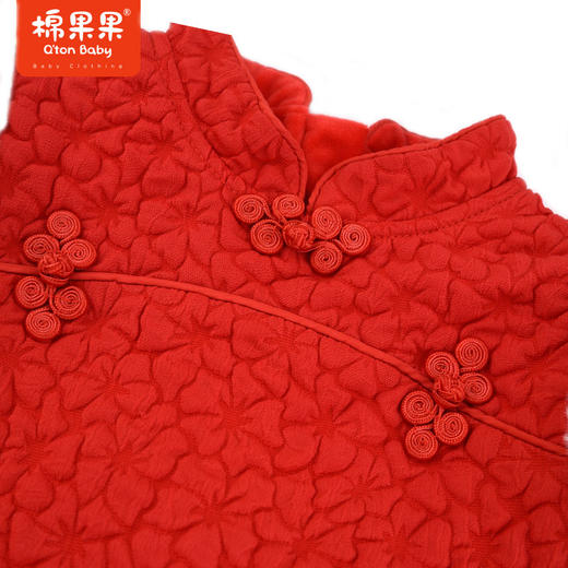 棉果果春季新品女童中国红中国风水晶绒背心连衣裙M522702423650 商品图2