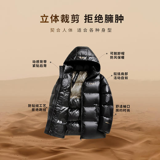 【黑金】圣得西连帽加厚亮面羽绒服冬季款时尚印花短外套男2362942756 商品图1