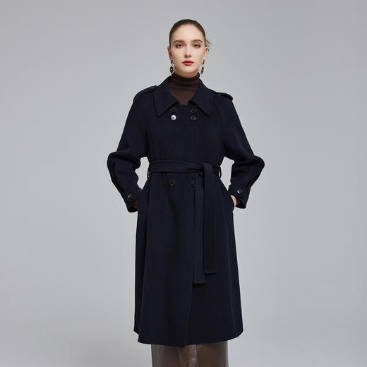 NH917斯尔丽23冬季新款风衣感经典中长款帅气通勤双面呢大衣 商品图0