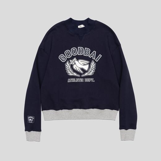 GOODBAI白鸽学院logo印花半高领宽松卫衣 商品图2