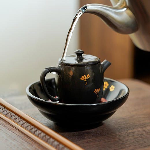 南越浅碗/壶承6#/哑黑  金樱花 干泡盘果盘茶点盘 商品图4
