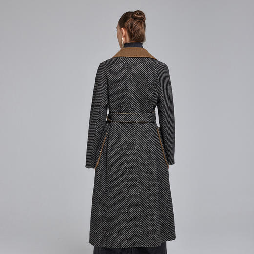 NH906斯尔丽2023秋冬新款斜纹双色西装领气质优雅撞色羊毛大衣 商品图1