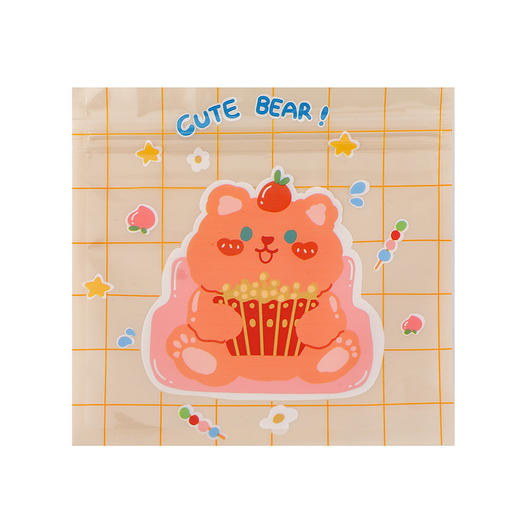 【19.9/10件！可爱熊零食密封袋】卡通自封袋糖果袋，塑封袋密封袋食品封口袋坚果包装袋，卡通迷人眼，可爱不落俗。密封紧携带，保鲜贴心爱。微胖嘟嘟脸，食欲不断提。口袋装好多，食品鲜美享，待你开心尝 商品图5