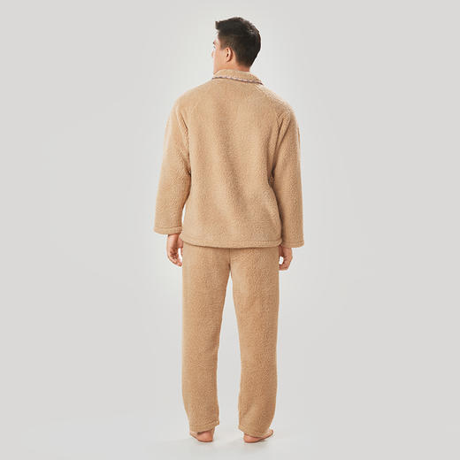 都市丽人都市锋尚舒适外出男士睡衣羊羔绒法兰绒厚款长袖长裤类家居服套装FH31H7 商品图3